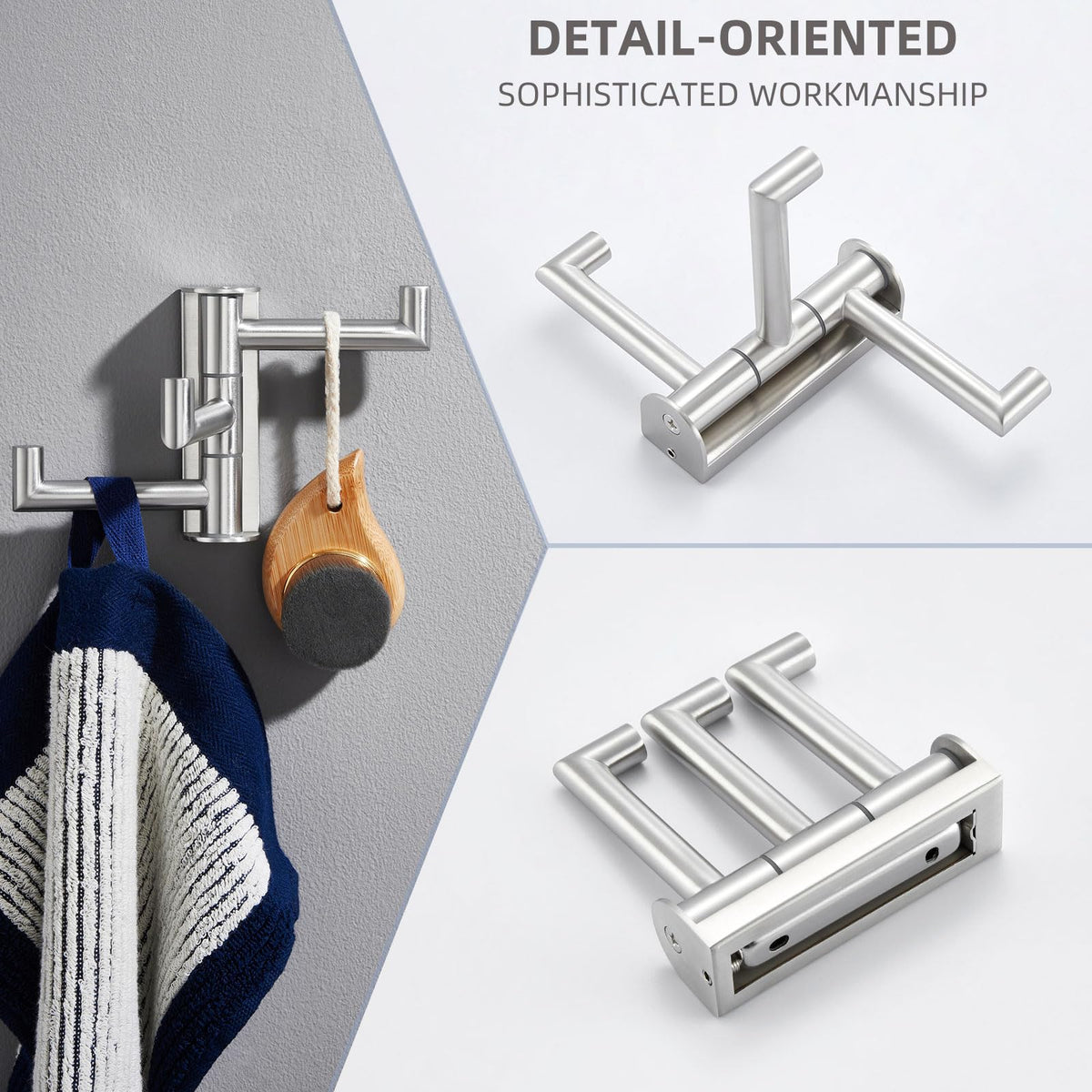 Angle Simple towel hook in modern bathroom reduces clutter and saves space