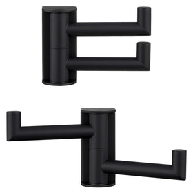 Angle Simple swivel towel hook matte black 2-pack holds towels neatly.