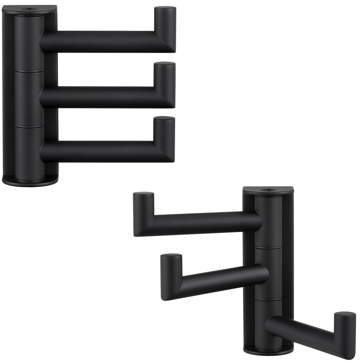 Angle Simple 3-arm swivel towel hooks provide easy access and organized towels.