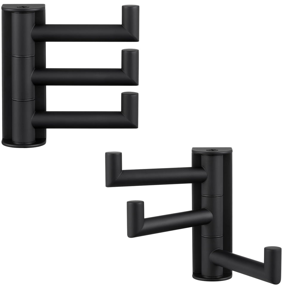 Angle Simple 3-arm swivel towel hooks provide easy access and organized towels.