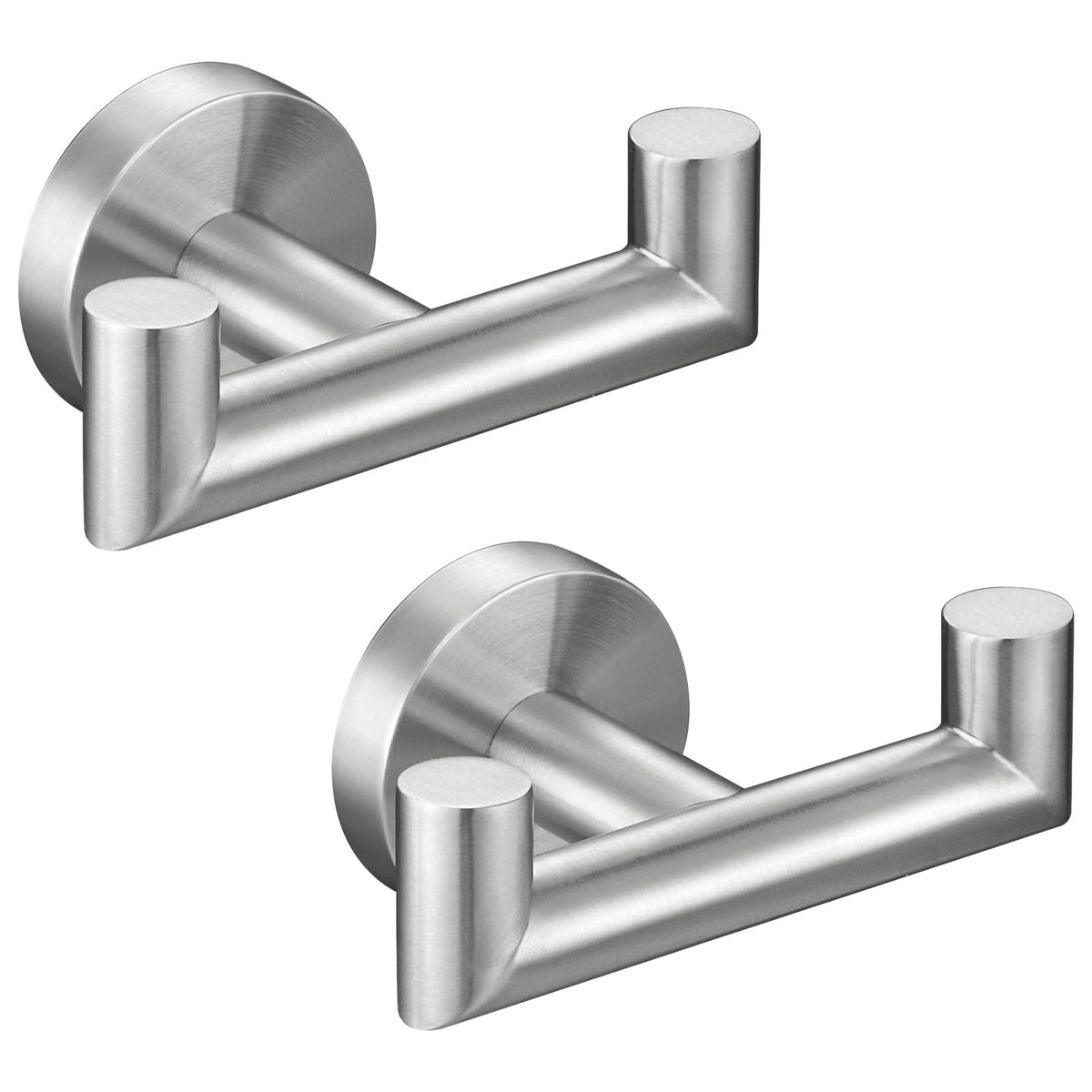 Angle Simple towel hook brushed nickel, front view, keeps towels neatly organized and accessible.
