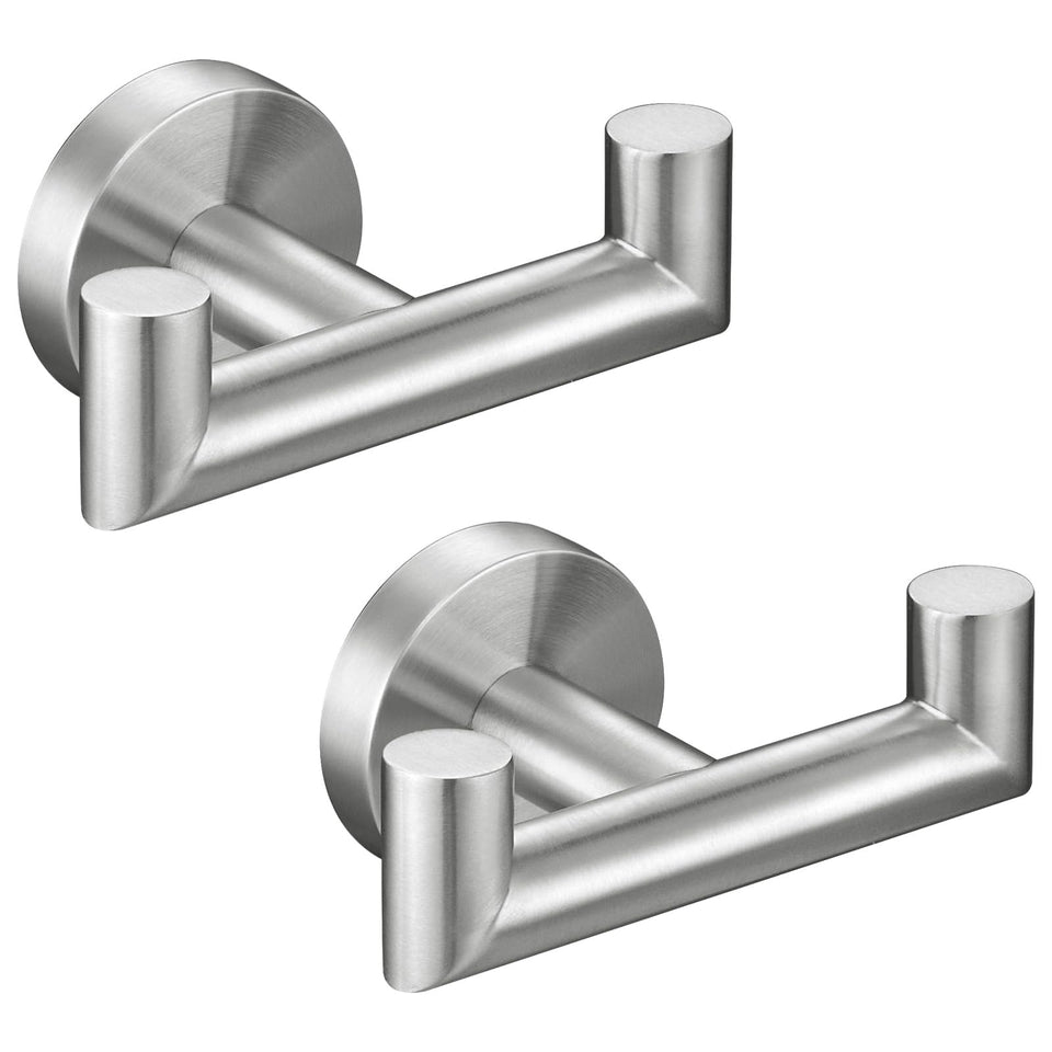Angle Simple towel hook brushed nickel, front view, keeps towels neatly organized and accessible.