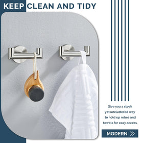 Angle Simple towel hook brushed nickel, bathroom organization solution for towels and accessories.