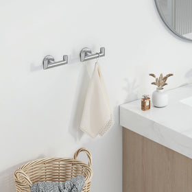 Angle Simple towel hook brushed nickel, wall-mount setup, ideal for bathroom space optimization.