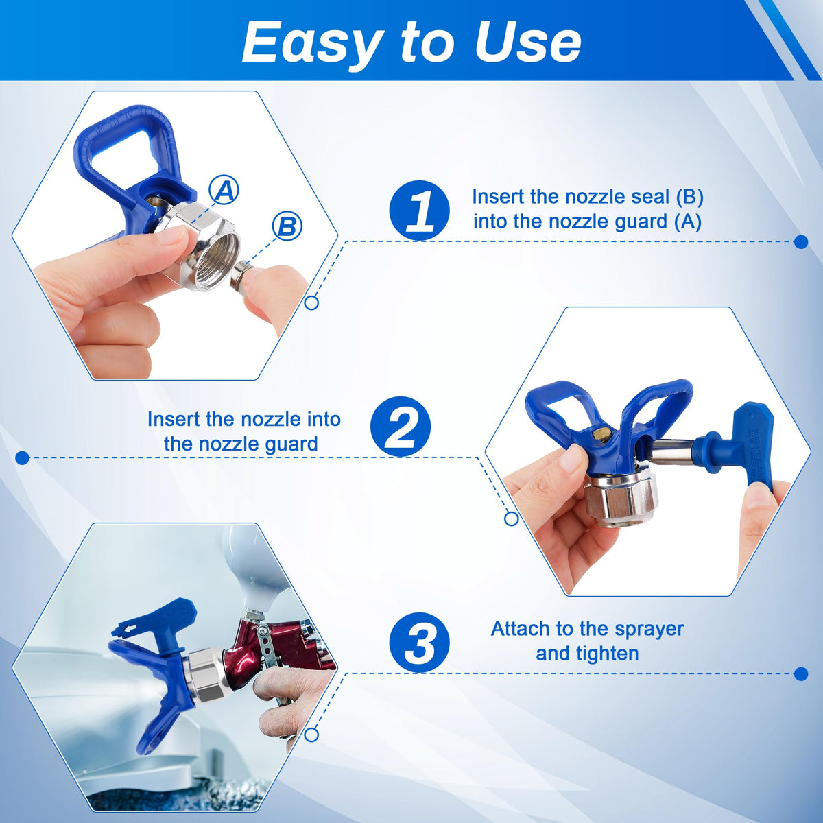 Anglecai 2 nozzle head protective covers guard tips during storage and transport