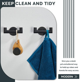 Angle Simple double towel hook matte black 2pc hardware included for easy installation