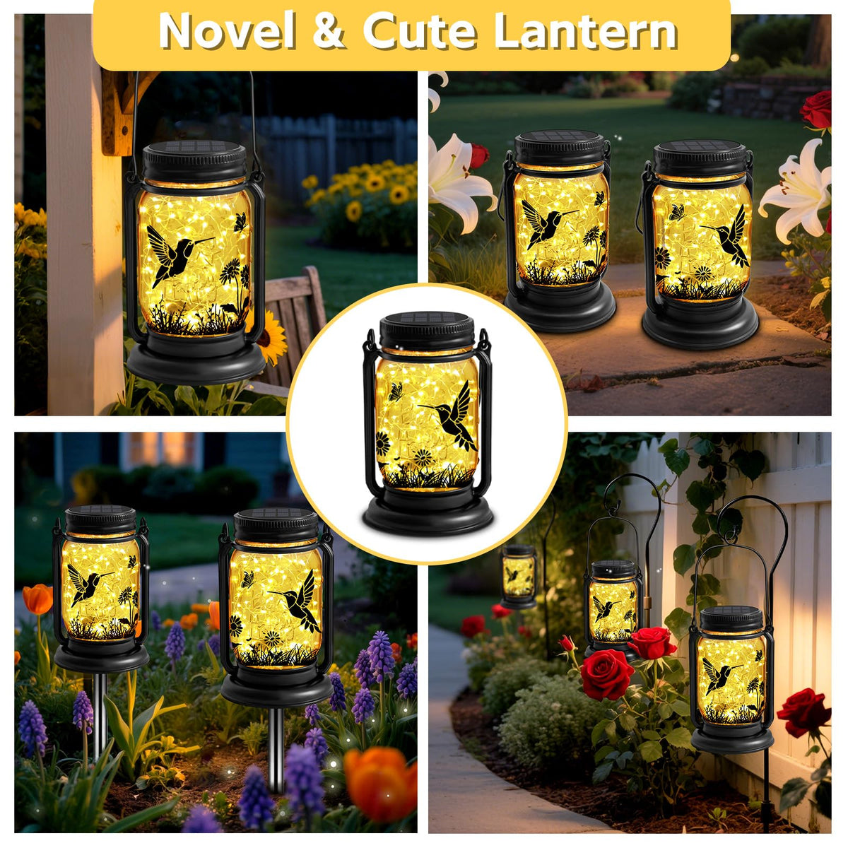 ANGMLN hummingbird lantern bedside glow for tranquil outdoor evenings.