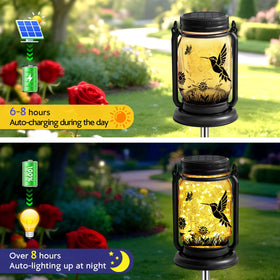 ANGMLN hummingbird lantern on lawn brightens garden corners at night.