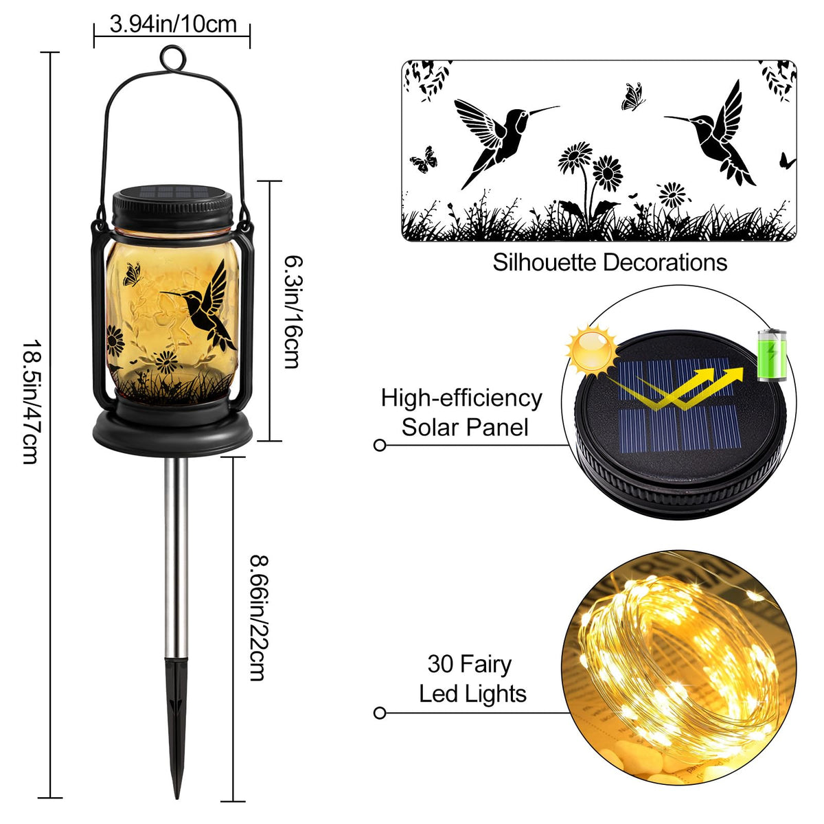 ANGMLN hummingbird lantern on stake lights walkways softly.