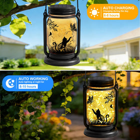 ANGMLN mason-jar lantern light enhances porch decor with warm glow.