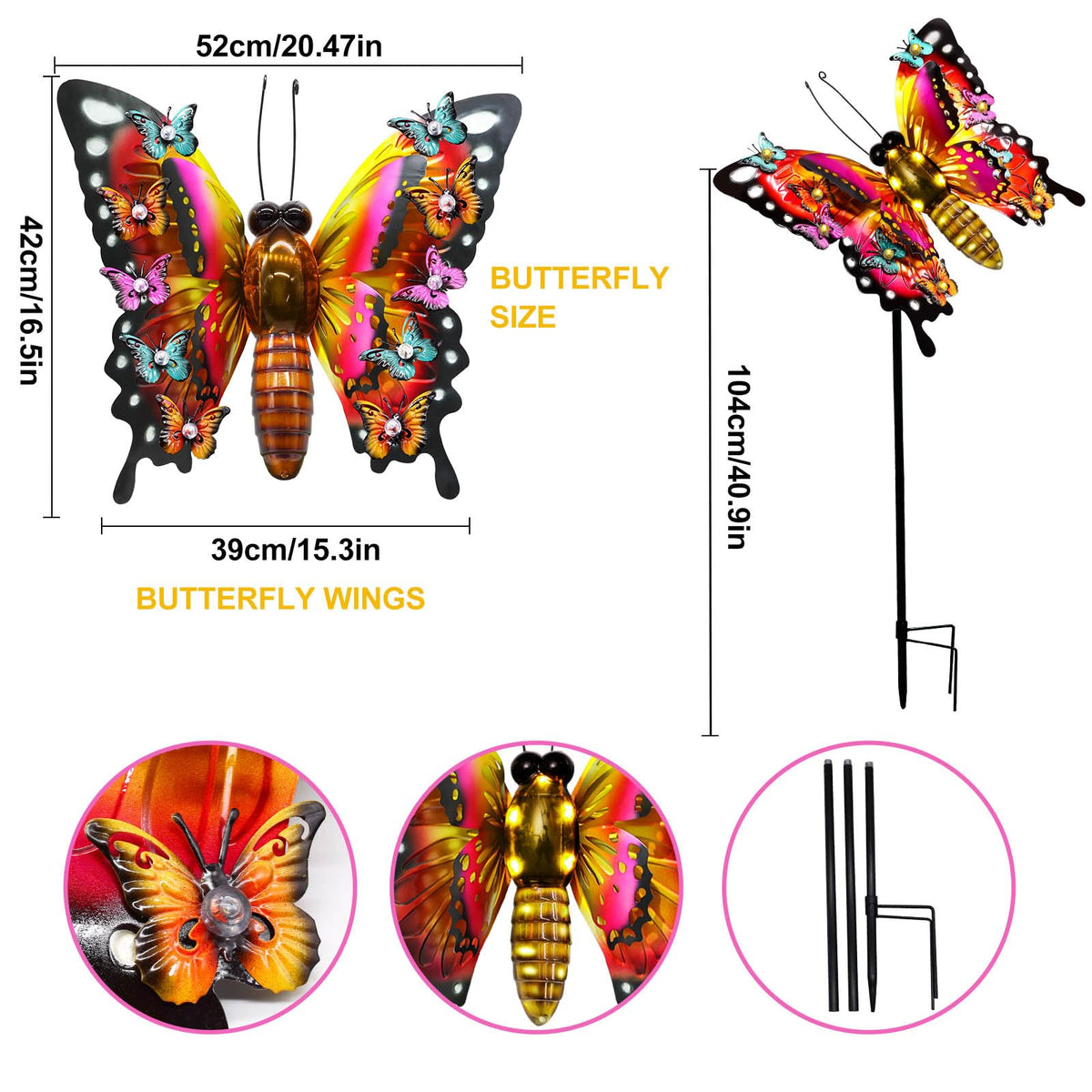 ANGMLN metal butterfly decor for outdoors adds whimsical charm.