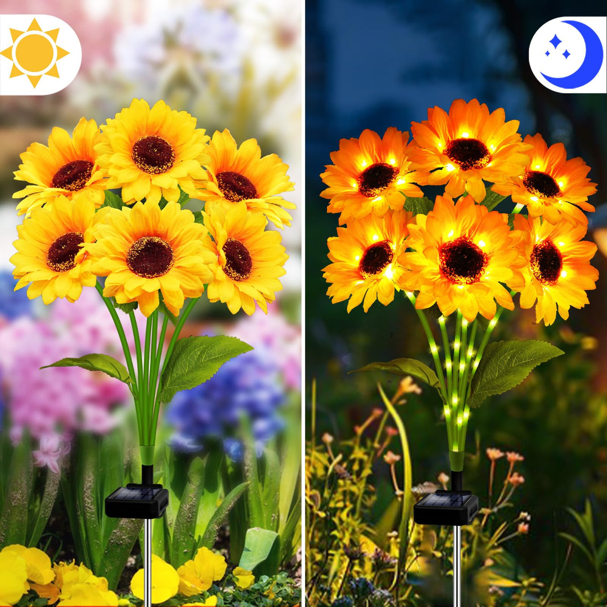 ANGMLN realistic sunflowers with silk petals for daytime garden charm