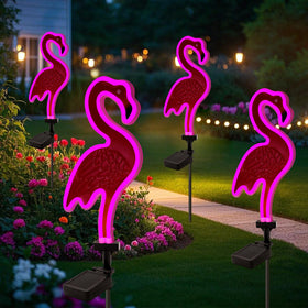 ANGMLN flamingo light enhances garden decor with modern neon glow
