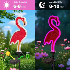 ANGMLN neon flamingo light along walkway for whimsical night path lighting