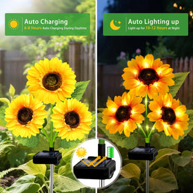 ANGMLN solar garden decor with nine blooms enhances yard charm.