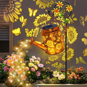 ANGMLN outdoor sunflower lantern with shepherd hook enhances garden ambiance.