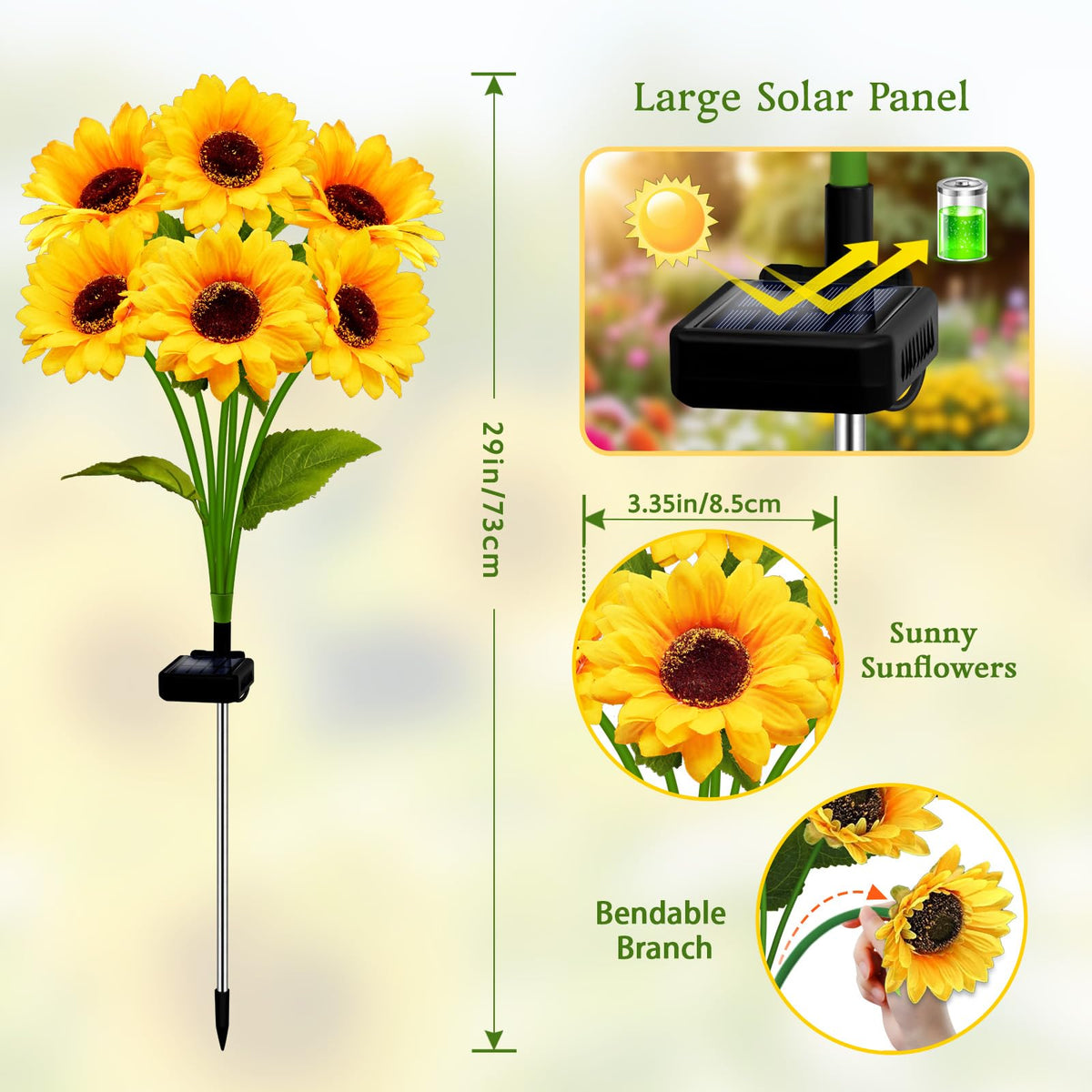 ANGMLN sunflowers LED petals light up at dusk for cozy outdoor ambiance.