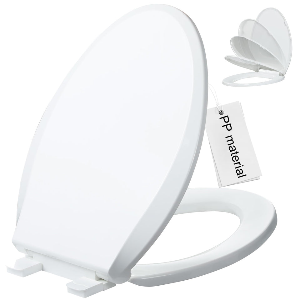 Angol Shiold elongated toilet seat with soft-close reduces slams for quieter bathrooms.