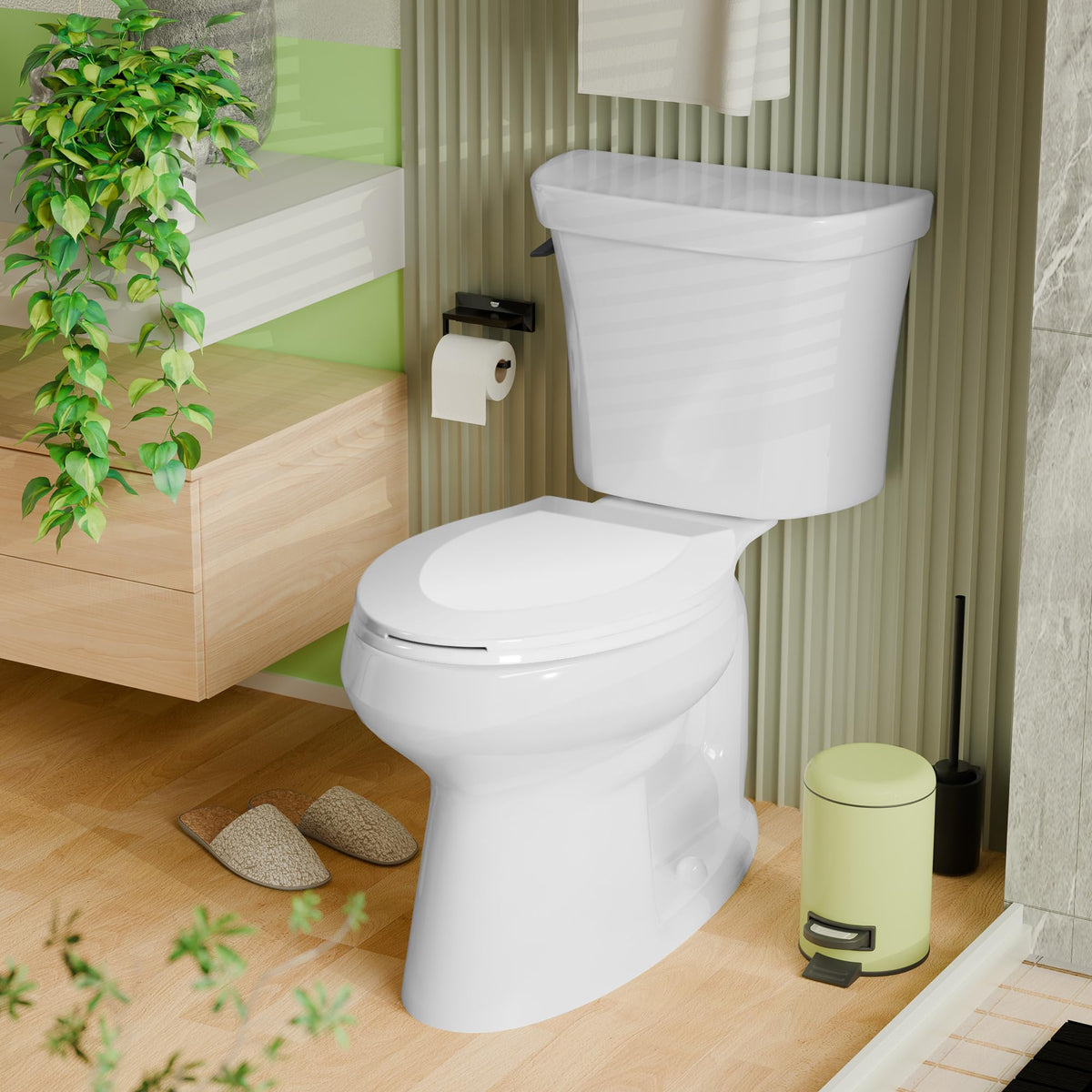 Angol Shiold white elongated seat enhances any bathroom style.