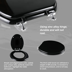 Zinc alloy hinges on Angol Shiold seat, smooth operation and lasting durability