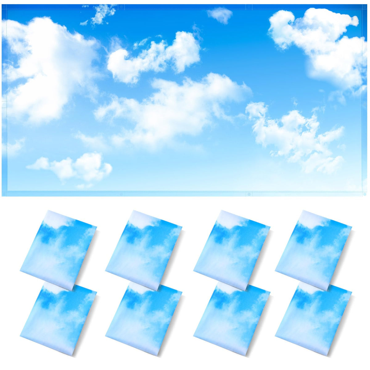 ANGSYLTH light covers with blue skies pattern diffuse glare in classrooms and offices.
