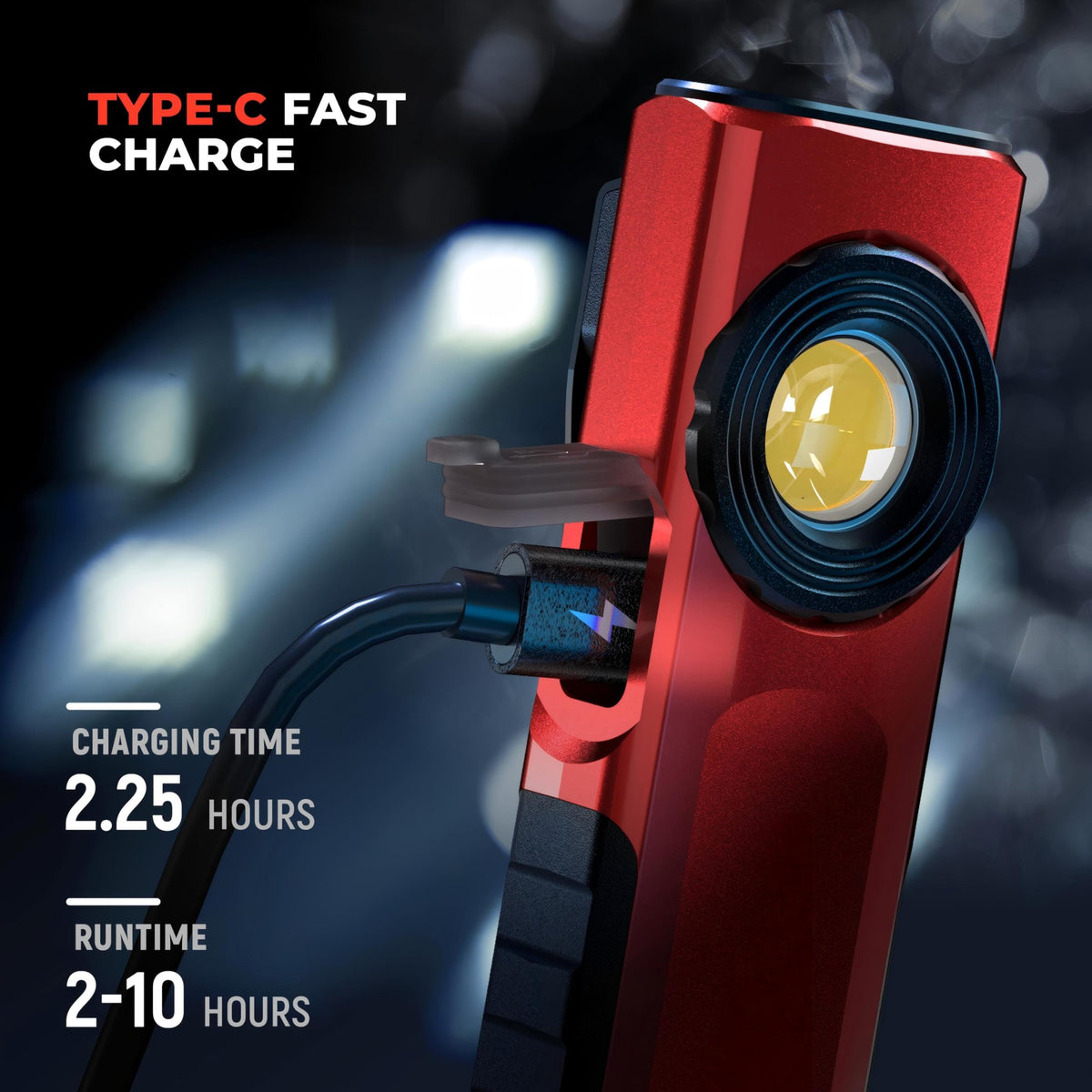Anhay flashlight brushed red metal finish close-up, durable housing.