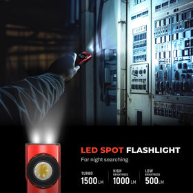 Anhay rechargeable flashlight side light view for wide-area illumination.