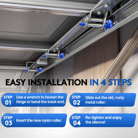 ANJAHOME garage-door roller closeup demonstrates reinforced nylon wheel and smooth movement.