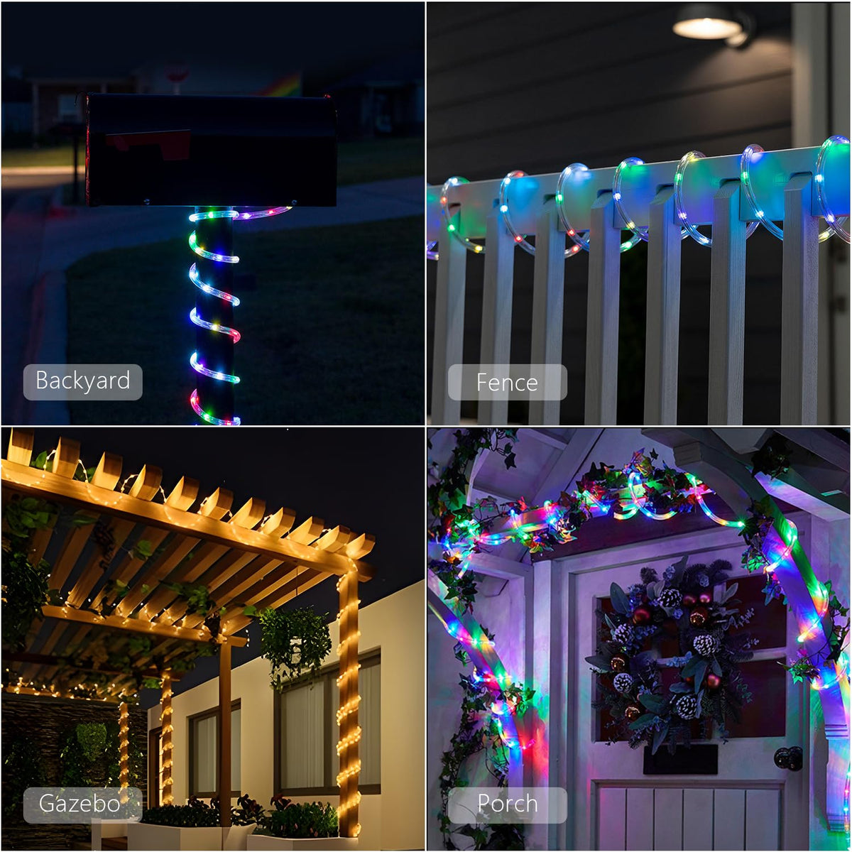 Sixteen color options via remote for holidays and events.