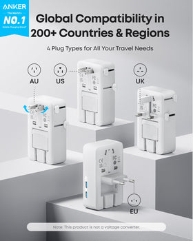 Anker Nano Travel Adapter with foldable pins saves space while traveling