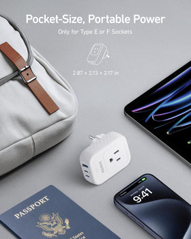Anker Travel Adapter compact travel size fits easily in a bag