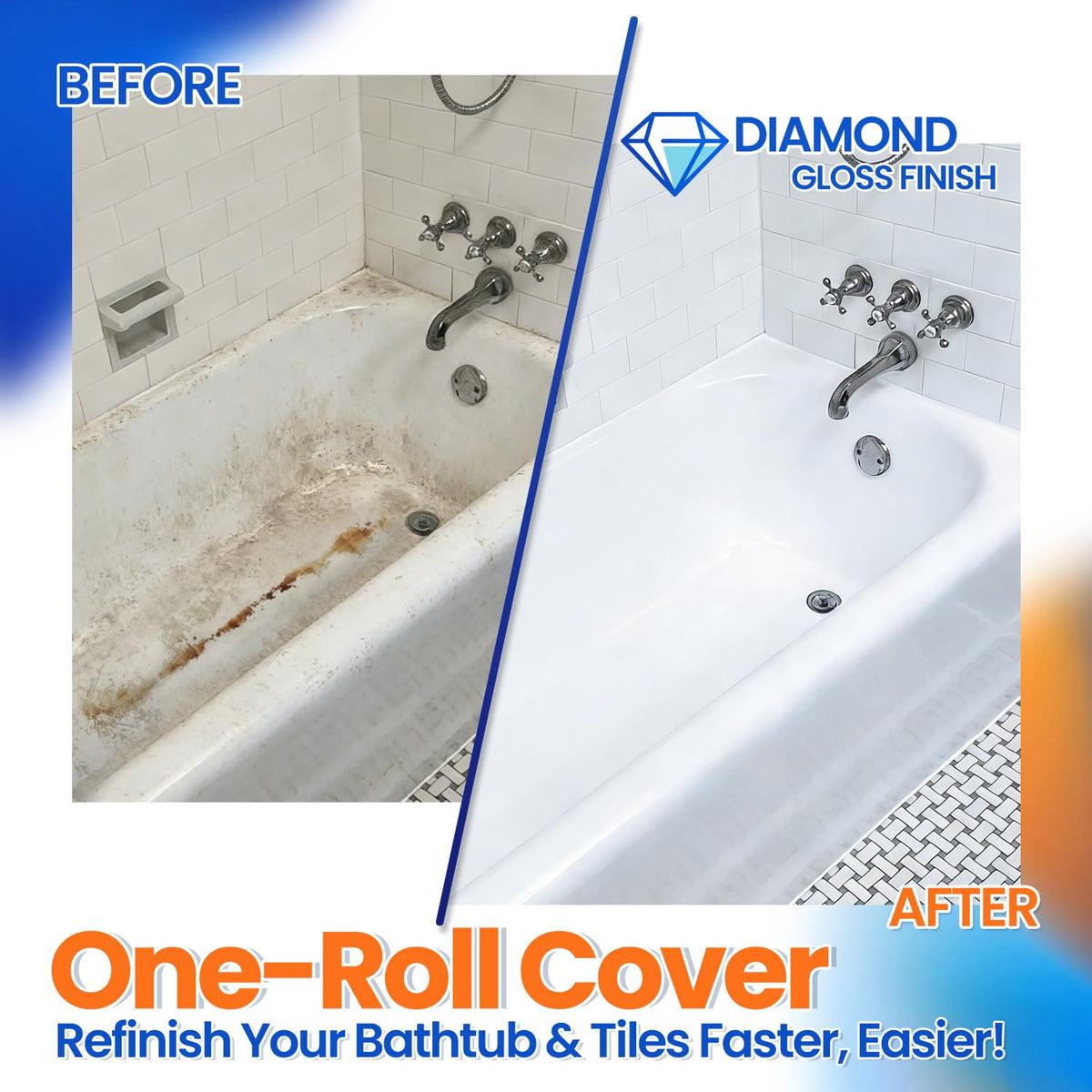 Ankita high-gloss tub paint finish close-up for durable, streak-free results.