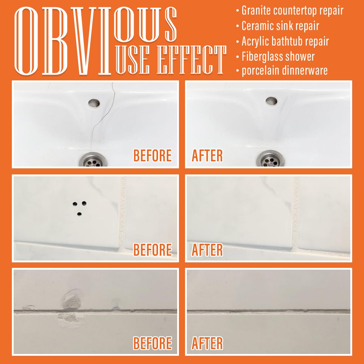 Ankita porcelain repair kit white closeup chip demonstrates a simple DIY fix.