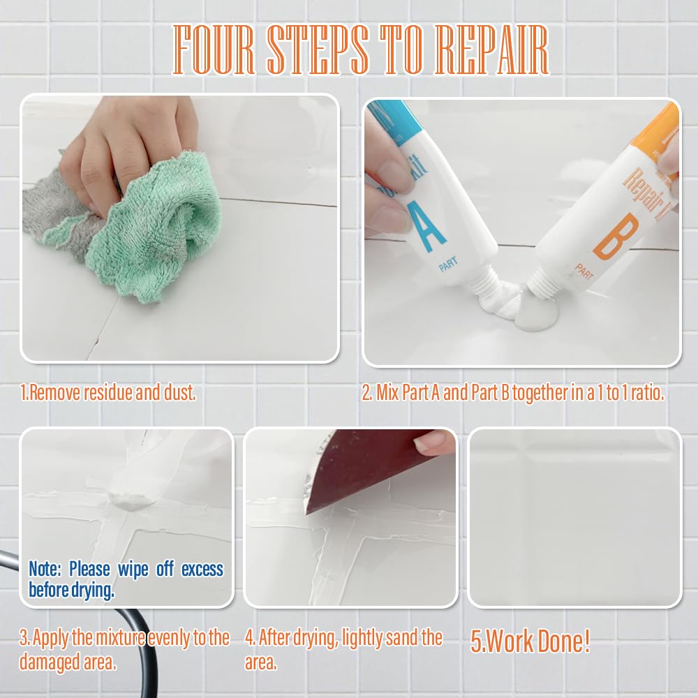 Ankita porcelain repair kit white dry time indicates fast curing.