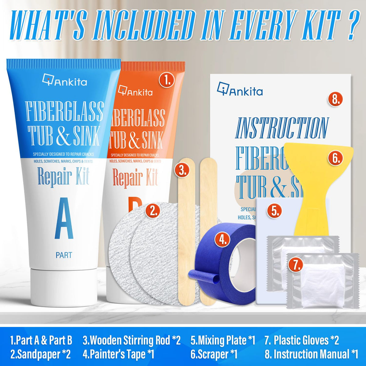 Ankita tub repair kit white chip repair on surface for a durable seal