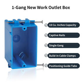 ANKYLHUA 1-gang blue front view showing compact box for standard outlets.