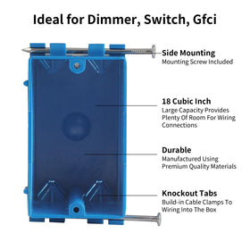 ANKYLHUA 1-gang blue side profile highlighting slim depth for stud space.