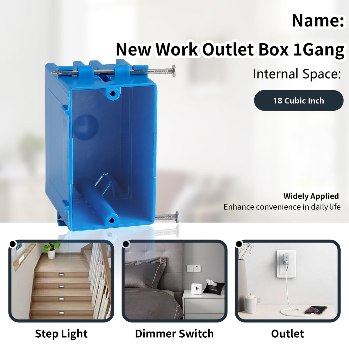 ANKYLHUA captive screws and tabs in blue box for easy mounting.