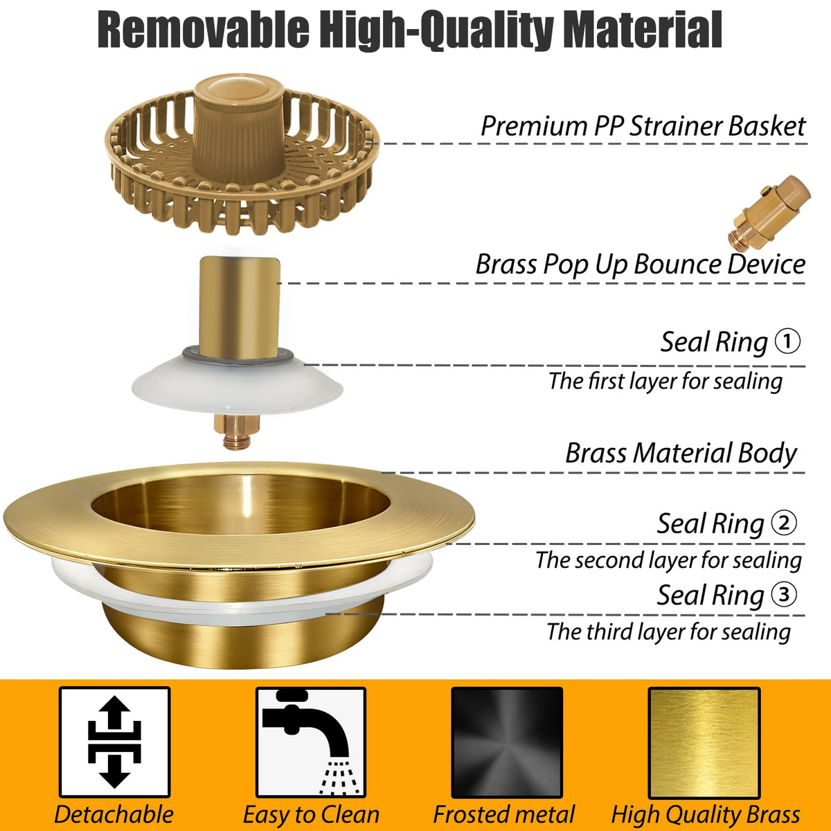 Anlige easy-clean sink strainer designed for quick maintenance.