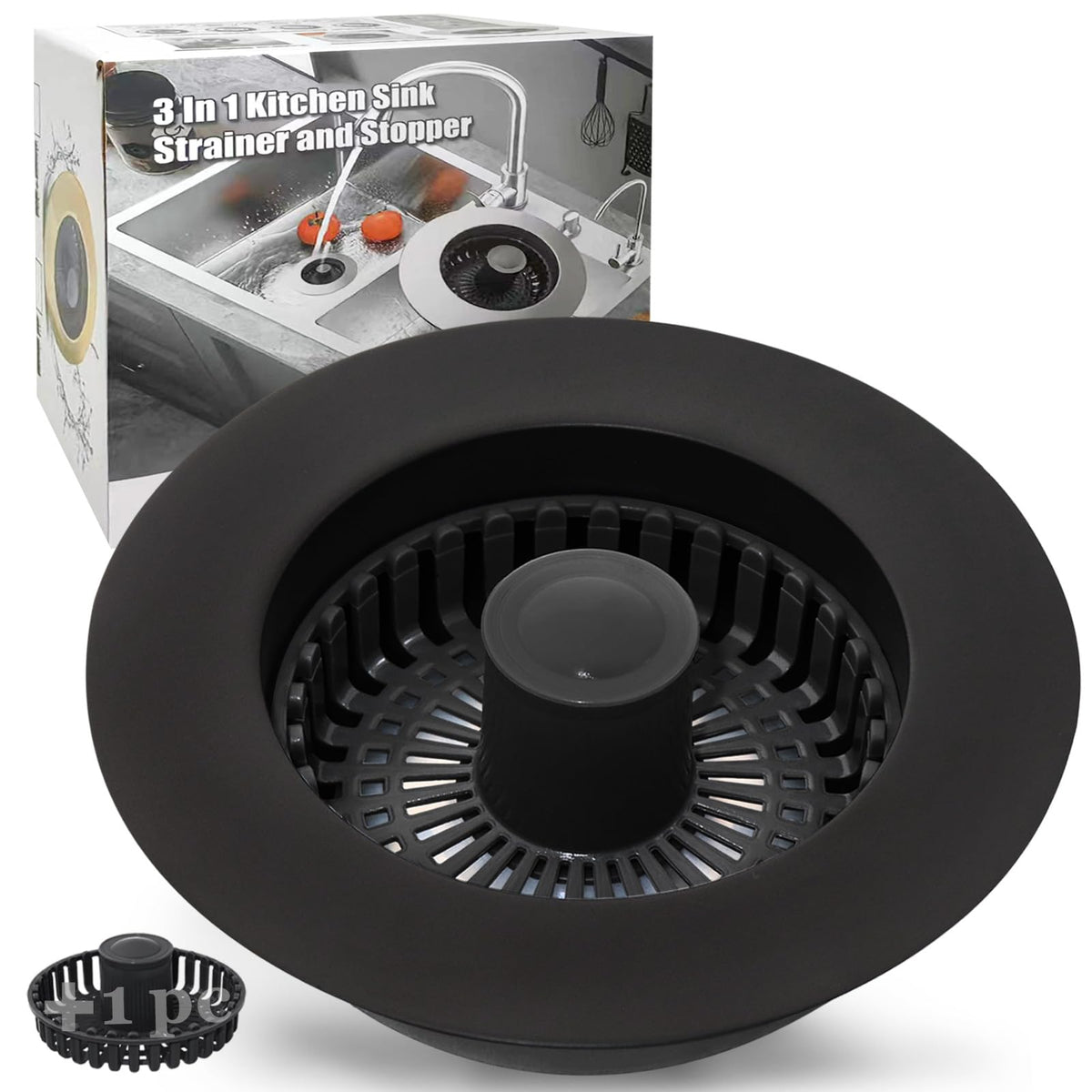 Anlige 3-in-1 pop-up stopper for kitchen sink in action, seamless drainage