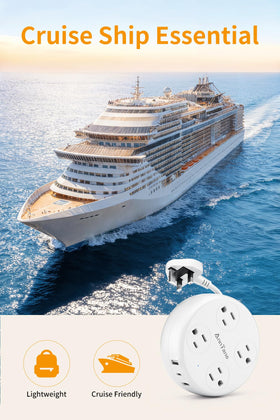 AnnTane front view shows 4 outlets and 3 USB ports.
