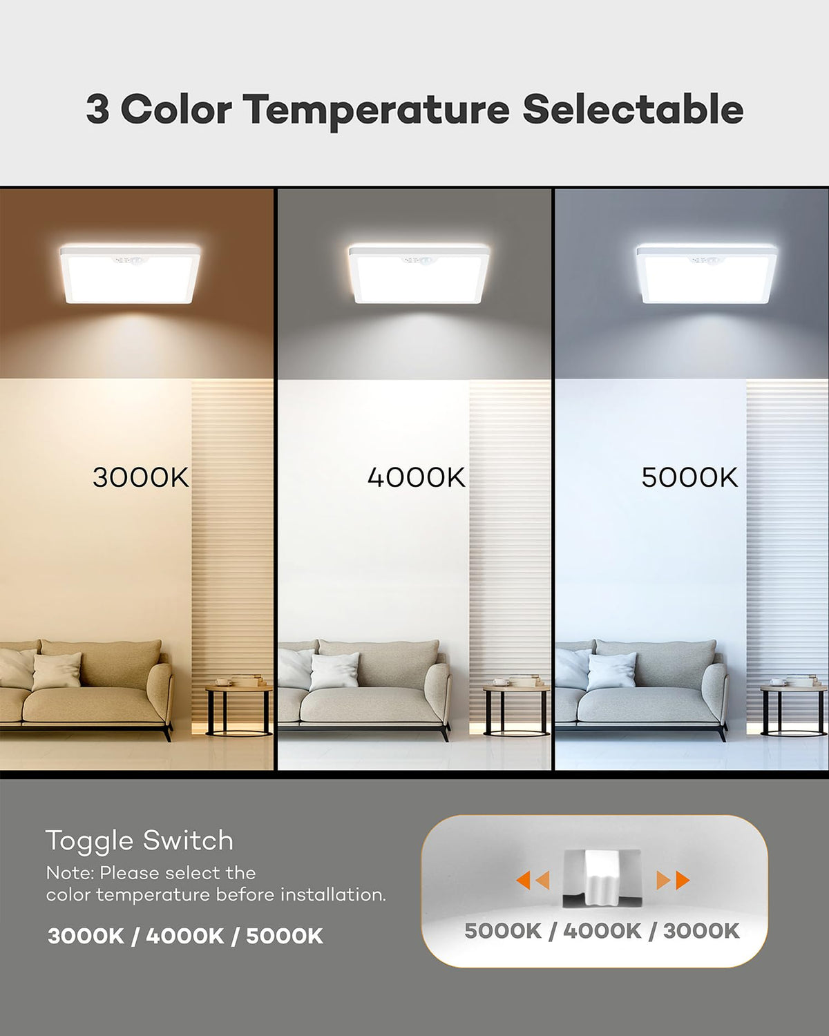 Annaror color temperature toggle demonstrating 3000K warm white for cozy spaces