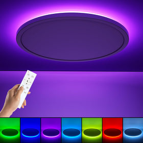 Annaror RGB LED flush mount ceiling light front view with remote control for easy operation