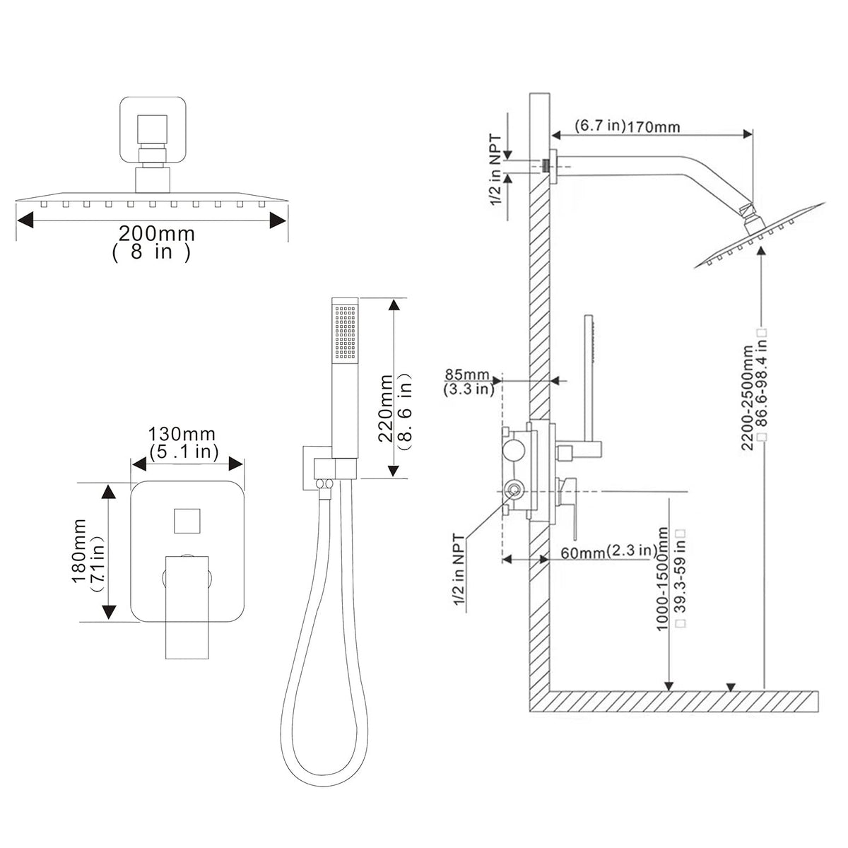 Annazom high-pressure feel with air-infused rain system for greater coverage