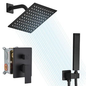 Annazom rain showerhead 8-inch matte black with wide coverage for a luxurious rinse