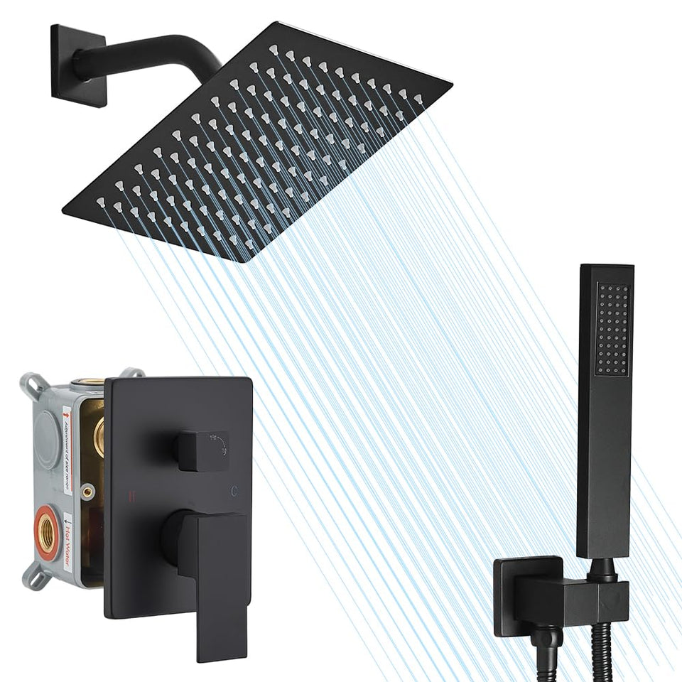 Annazom rain showerhead 8-inch matte black with wide coverage for a luxurious rinse