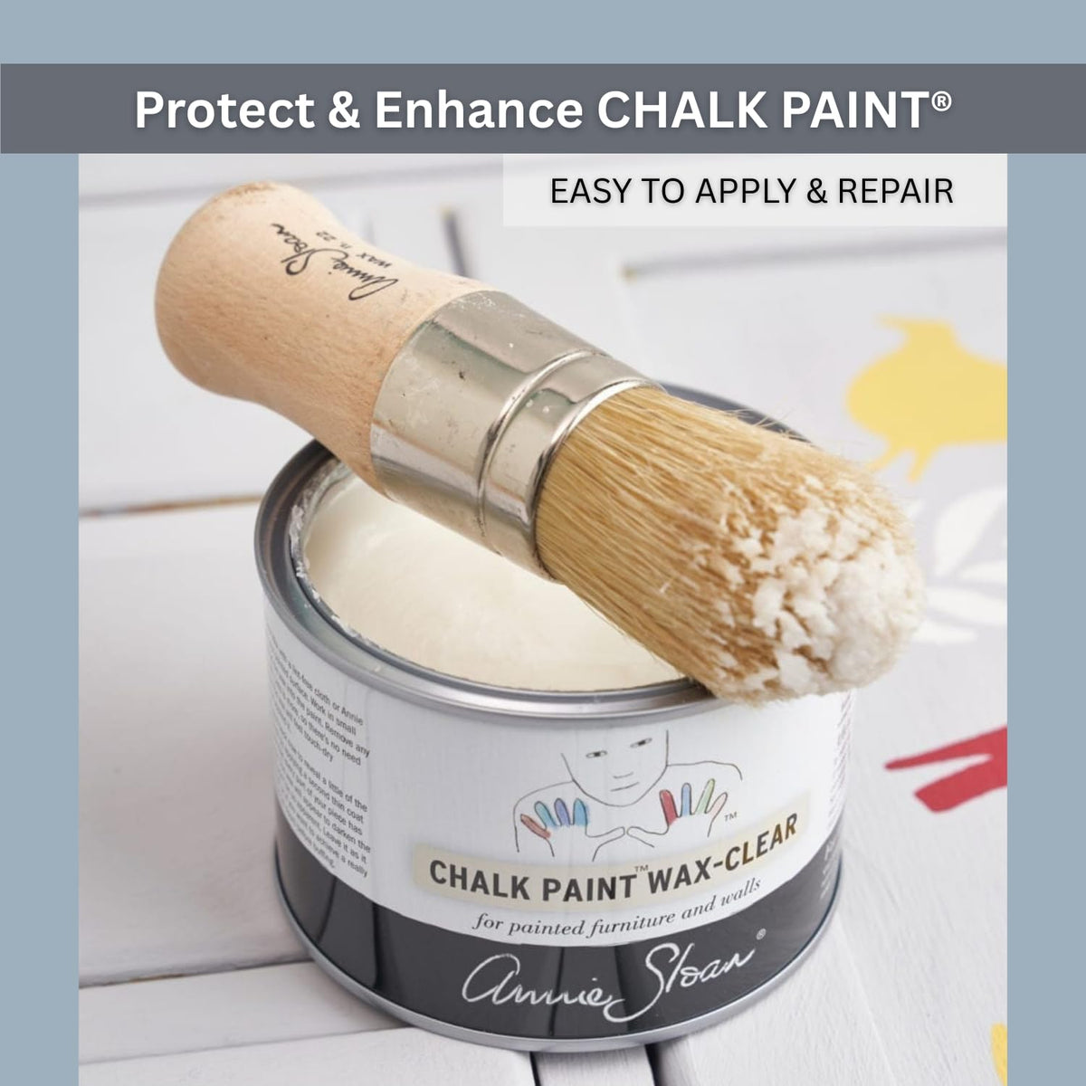 Annie Sloan wax application cloth demonstrates easy, streak-free coating.