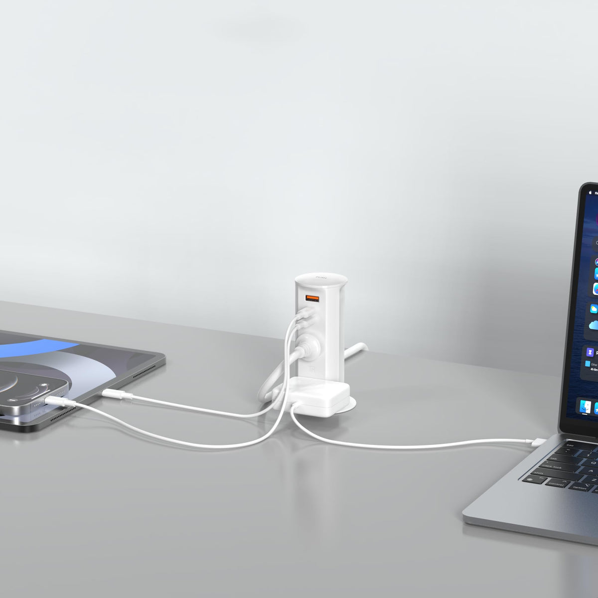 ANNQUAN compact desk power grommet maximizes counter space