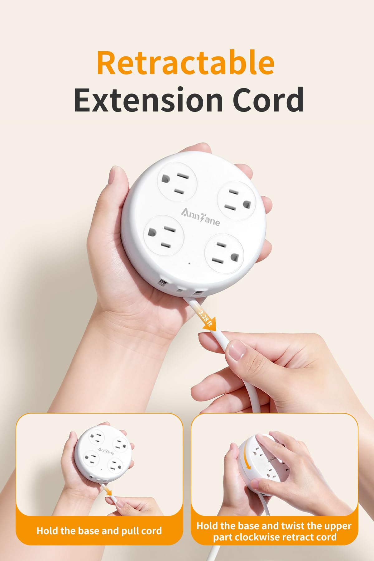 AnnTane Compact travel power hub fits easily in carry-on.
