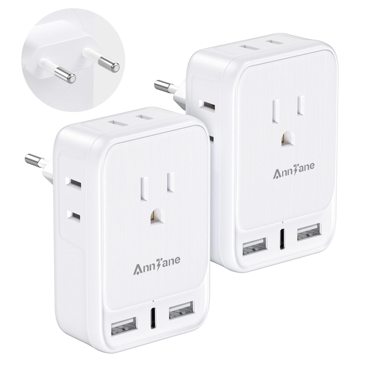AnnTane European travel adapter with four outlets for simultaneous charging